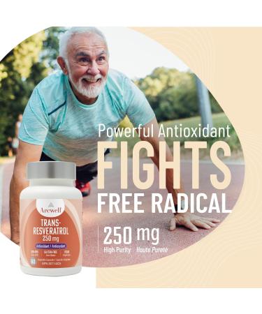 Arcwell Ultra Pure 99% Trans-Resveratrol 250 mg per Capsule - 60 Vegetable Capsules | High Potency Antioxidant | Highly Bioavailable - Buy Online on GoSupps.com