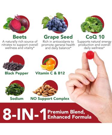 Beetroot Gummies Organic Beet Root Chews Gummies for Natural Energy Support Beetroot Supplement for Men and Women 90 Count (1) - Buy Online on GoSupps.com