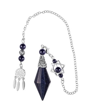 Kyeygwo blue sandstone cone stone pendulum for women and men double crystal point pendulum double tip quartz gemstone trailer for divination meditation scrying balance Reiki healing blue (blue sandstone) - Buy Online on GoSupps.com
