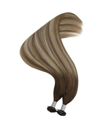 UGEAT Bonding Flat Tip Hair Extensions - 100% Remy Brazilian 14 Inch Strands with Keratin Fusion Glue Dark Brown to Medium Brown & Bleach Blond #4/613 50 Strands - Buy Online on GoSupps.com