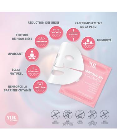 MB Cosmetics Masque au collag ne avec acide hyaluronique niacinamides et probiotiques masque visage hydratant en hydrogel pour r duire les rides. Ultra-concentr 52 000 ppm 1 pi ce 1 pi ce (lot de 1) - Buy Online on GoSupps.com