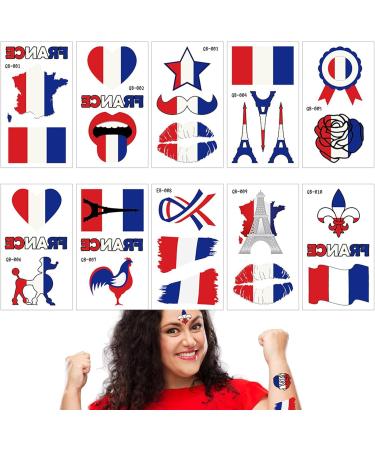 Besreey French Flag Stickers - Waterproof French Flag Body Stickers | Skin-Friendly Colorful Face Stickers Cute Sticker Set for Carnival - Buy Online on GoSupps.com