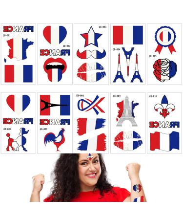 Besreey French Flag Stickers - Waterproof French Flag Body Stickers | Skin-Friendly Colorful Face Stickers Cute Sticker Set for Carnival