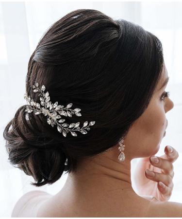 SWEETV Crystal Wedding Hair Comb Clip - Silver Bridal Hair Piece & Accessories for Women - Buy Online on GoSupps.com