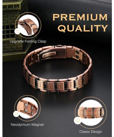 Jeracol Lymphdrainage Copper Bracelet for Men - Magnetic Bracelet with Improved Folding Lock & Gift Box | Perfect Jewelry Gift - Buy Online on GoSupps.com