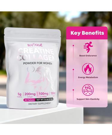 BIYODE Creatine Powder Sticks for Women: 5g Creatine 200mg Collagen L-Carnitine & Inositol for Workout Recovery & Endurance Support Pink Drink Packets 30 Servings - Buy Online on GoSupps.com