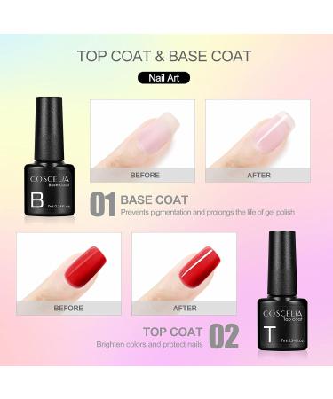 Coscelia Top and Base Coat Set 7ML Professional Semi-Permanent for Soak off Gel Nail Polish Manicure Nail Starter Kit Gel Polish Nail Art for Home and Salon Use - Buy Online on GoSupps.com
