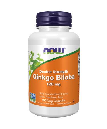 Now Foods Double Strength Ginkgo Biloba 120mg 100 Vegan Capsules Lab-Tested SOYA Free Gluten Free Vegetarian Non-GMO
