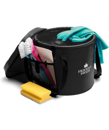 The Friendly Swede Collapsible Bucket with Lid - Portable 16L Folding Bucket for Camping, Travel & Gardening - Black - Buy Online on GoSupps.com