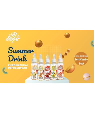 Mr Syrups Caramel Vanilla Cherry Bakewell Pear Drops Rhubarb Combo Pack of 5 Flavoured Syrup - 60ml Bottle Flavoured Sugar Free syrup for Coffee Cocktails Mocktails Iced Tea Milkshakes & Baking - Buy Online on GoSupps.com