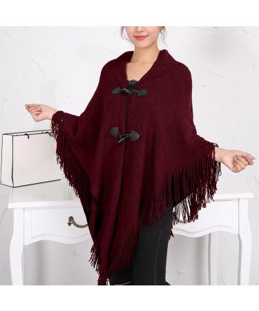 Buy HANXIULIN Women's Red Cotton Triangular Scarf - Vintage Cashmere Winter Scarf - Stylish Button Design for International Shipping - Buy Online on GoSupps.com