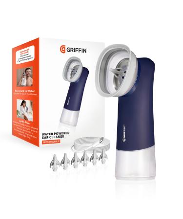 Griffin Water-Powered Ear Cleaner Safe Gentle Earwax Removal System with Adjustable Pressure & Reusable Tips for Comfortable Hygiene Care (Includes 6 Replacement Nozzle Tips USB-C Charging Cord).