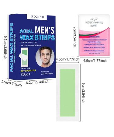 30 Tackable Beeswax Hair Removal Strips - Facial Wax Strips for Men | Effective Ingrown Hair Solution | International Shipping - Buy Online on GoSupps.com