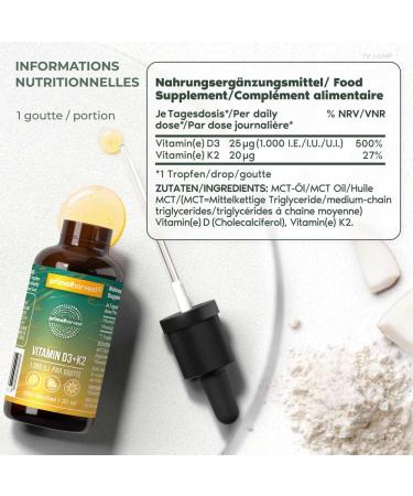 Primal Harvest Primal Vitamin D3 & K2 Drops - 1000 IU Multi Vitamin Drops with MCT Oil Liquid Vitamins in Dropper Bottle 980 Per Drop - Buy Online on GoSupps.com