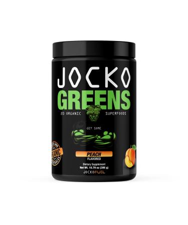 Jocko Fuel Greens Powder (Peach Flavor) - Greens & Superfood Powder for Healthy Green Juice - Keto Friendly with Spirulina, Chlorella, Digestive Enzymes, & Probiotics - 30 Servings