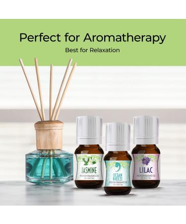 Floral Ocean Gardens Essential Oil Set - Pack of 10 (5ml each) with Lavender, Rose, Jasmine, Lilac, Lotus, Peony, Gardenia, Green Tea, Cucumber, Ocean Breeze Scents - Buy Online on GoSupps.com