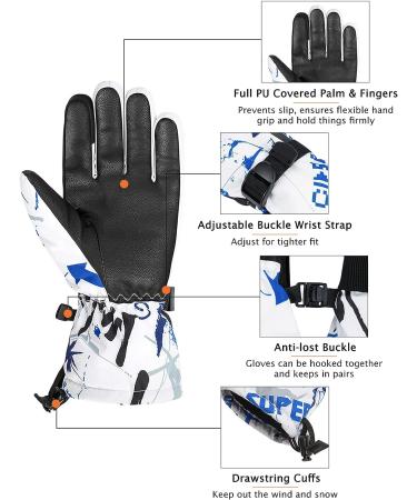 Century Star Snow Gloves - Waterproof Winter Ski Gloves for Kids, Women, Men - Touchscreen Sport Mittens - Black Print - M (Suitable for Women and Kids over 13 years) - Buy Online on GoSupps.com