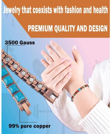 YINOX Magnetic Therapy Copper Bracelet for Women | Turquoise Colorful Pure Copper Magnetic Bracelet - Buy Online on GoSupps.com