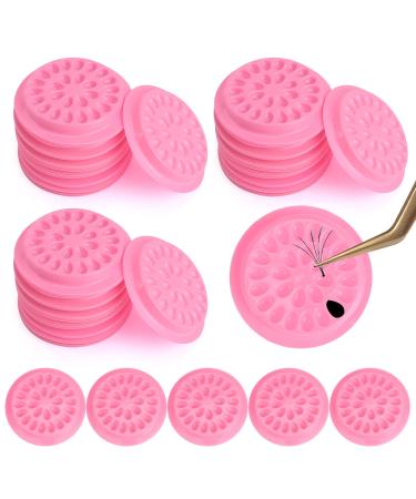 100Pcs False Lash Glue Holder Lash Trays for Lash Extensions Disposable Plastic False Eyelashes Glue Holder Eyelashes Glue Holder Eyelash Extension Glue Holder Pallet Pads(Pink)