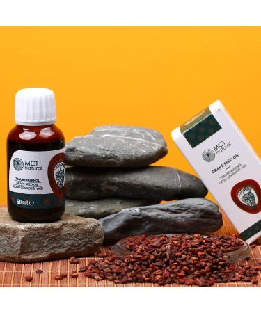 MCT NATURAL Grape Seed Oil 50ml - 100% Natural Aromatherapy & Massage Oil for Skin Hair & Cell Care - Buy Online on GoSupps.com