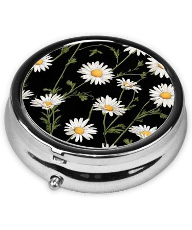 Shop Daisy Round Pill Box - 3 Compartment Portable Travel Medicine Organizer for Vitamins & Tablets - Buy Online on GoSupps.com