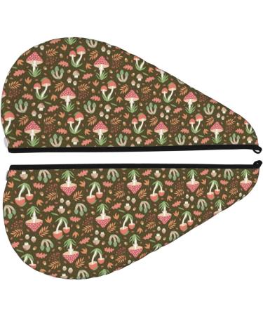 Hair Towel Wrap & Drying Turban - Quick Dry Head Towel (Mushrooms & Autumn Design) for Effortless Hair Care - Buy Online on GoSupps.com