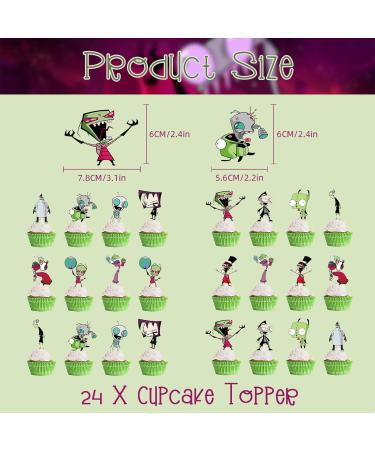 25pcs Invader ZIM Birthday Decorations Invader ZIM Cupcake Toppers Invader ZIM Birthday Cake Toppers Invader ZIM Party Decorations Themed Party Cake Decorations Supplies - Buy Online on GoSupps.com
