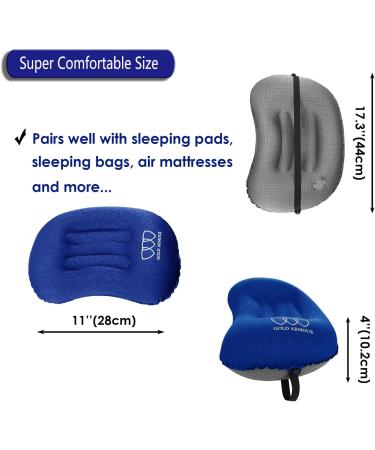 Gold Armour Inflatable Camping Pillow Backpacking Pillow Lightweight Travel Air Pillow Ultralight Ergonomic Pillow Portable for Airplanes with Neck & Lumbar Support (Blue) Blue 1 - Buy Online on GoSupps.com