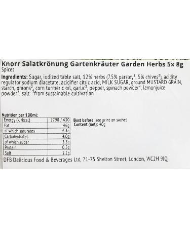 Knorr Salatkr nung Gartenkr uter Garden Herbs 5X 8G - imported by DFB - Buy Online on GoSupps.com