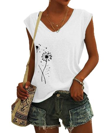Short Sleeve T Shirts Clothing Woman T-Shirt Casual Black Clothing Top Women's Floral Pattern for Women Crop Tops Shirt Shirts Top Women's Summer Tank Top 3 White M - Buy Online on GoSupps.com