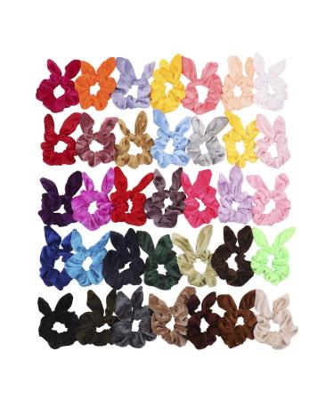30pcs Easter Bunny Ear Hair Scrunchies - Velvet Bow Hair Ties & Elastic Bobbles - Buy Online on GoSupps.com