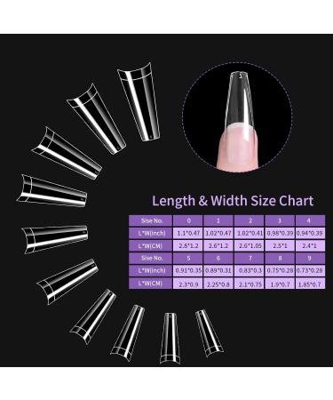 Venares 500 Clear Coffin Nail Tips for Gel Nails - 10 Sizes with Glue & Box | Tips for Perfect Gel Manicure - Buy Online on GoSupps.com