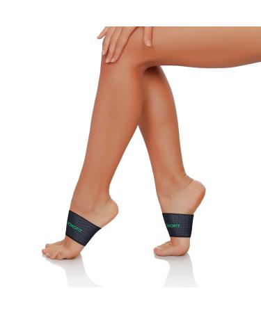 ROXOFIT Copper Arch Compression Support Sleeves - Plantar Fasciitis Pain Relief Bands for Men & Women | Small Size (1 Pair) - Ideal for Standing Walking Running - Green Logo - Buy Online on GoSupps.com