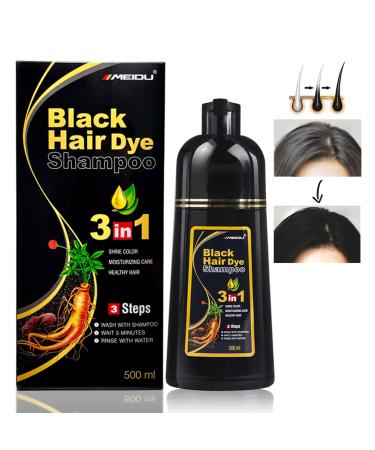 lymznus Herbal Black Hair Dye 3 in 1 - Black Hair Dye Shampoo for Gray Hair  Instant Black Hair Shampoo for Women & Men  100% Grey Coverage  Black Hair Color Shampoo 500ML
