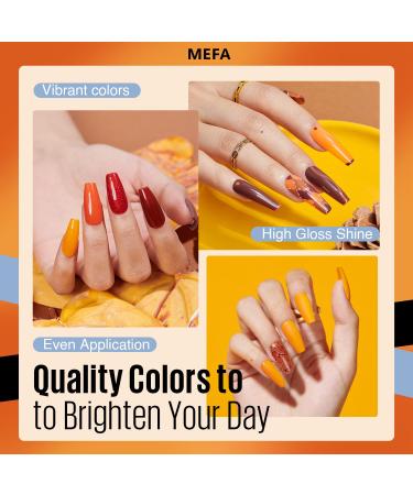 MEFA Fall Gel Nail Polish Set - 12 Colors | Burgundy Red Glitter & Shimmer | Perfect Nail Gift for Women & Girls | DIY Salon at Home - Buy Online on GoSupps.com
