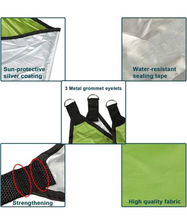 KRATARC 10'x 10'x 10' Outdoor Sun Shade Beach Mat Triangle Blanket Picnic Mat Tarp Water-Resistant Awning Footprint UV Protection Lightweight Canopy for Hammock Camping Hiking Beach (Green) - Buy Online on GoSupps.com