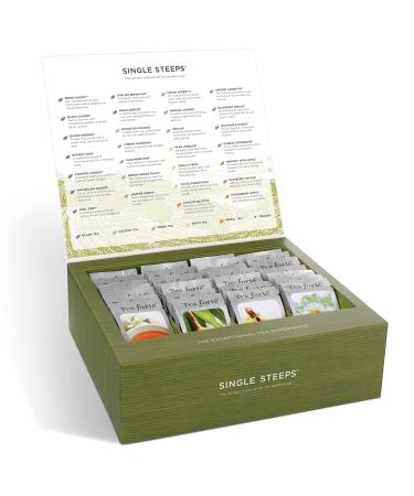 Tea Forte Assorted Tea Gift Set - 28 Loose Leaf Teas in Single Steeps Tea Chest - Classic Flavored Assortment - Buy Online on GoSupps.com