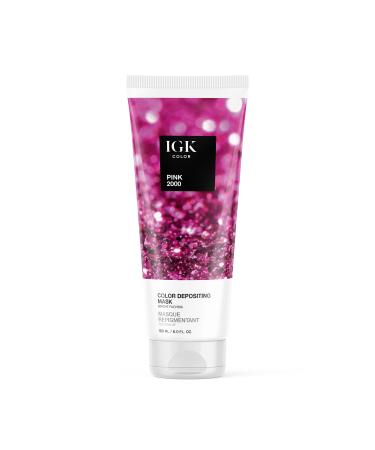 IGK COLOR DEPOSITING MASK | Conditioning + Hydrate + Shine | Vegan + Cruelty Free | Pink 2000 (Bright Fuchsia)