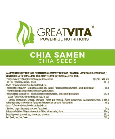 GreatVita Chia Seeds (1 x 4000g) Natural Non-GMO - Buy Online on GoSupps.com