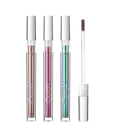 AUYAO Color Changing Eyeshadow 3 Colors Metallic Liquid Eyeshadow Durable and Long Lasting Multi-Color Holographic Makeup Fantastic Effect (A)