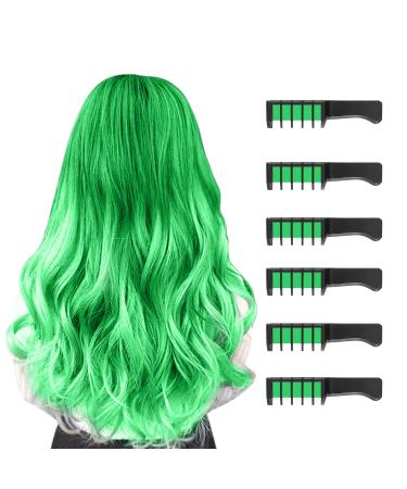6 pieces of hair criminal comb for children temporary hair color chalk washable girl for carnival harvesting festival Christmas birthday parties new year (fluorescent green) fluorescent green