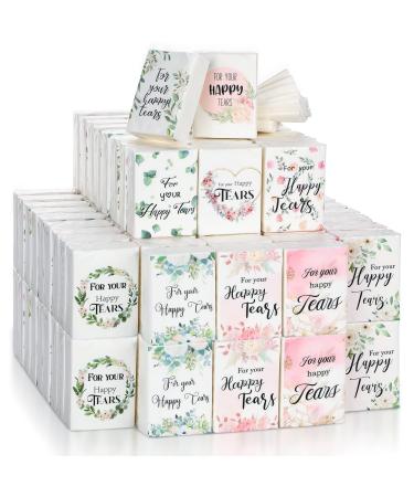 100 Pack Wedding Tissues Packs for Guests for Your Happy Tears Facial Tissues Individually Packed Pocket Pack Bulk Travel Tissues Pocket Tissues for Travel Wedding Birthday Party Daily Use Wipes Romantic Style
