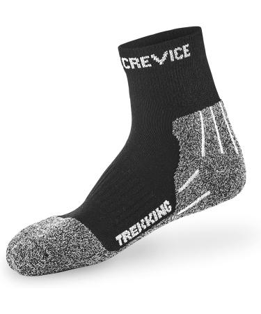 Buy Black Crevice Trekking Socks for Men & Women - Climate-Regulating Breathable & Reinforced For Hiking - 3 Pairs in Short Black/White (Sizes 43-46) - Buy Online on GoSupps.com