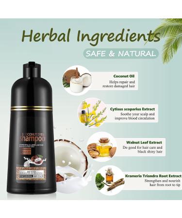 3-in-1 Coconut Hair Color Shampoo for Gray Coverage - Natural Light Brown Hair Dye (16.9 Fl Oz) - Buy Online on GoSupps.com