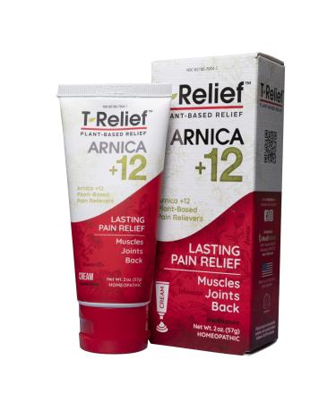 MediNatura T-Relief Pain Relief Arnica +12 Cream Fast-Acting Natural Relieving Actives Help Reduce Back, Neck, Joint, Muscle, Hand & Foot Aches, Pains, & Soreness - Gluten-Free - 2 oz 2 Ounce (Pack of 1)