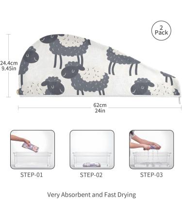 Funny Sheep Hair Towel 2 Pack Super Absorbent Quick Dry Hair Turbans with Button Twist Wrap for Women & Girls - Buy Online on GoSupps.com