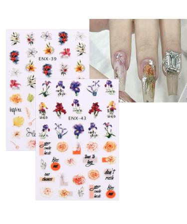 JMEOWIO 12 Sheets Flower Nail Art Stickers - Colorful Floral Decals for Spring & Summer | Self-Adhesive Nail Design Accessories - Buy Online on GoSupps.com
