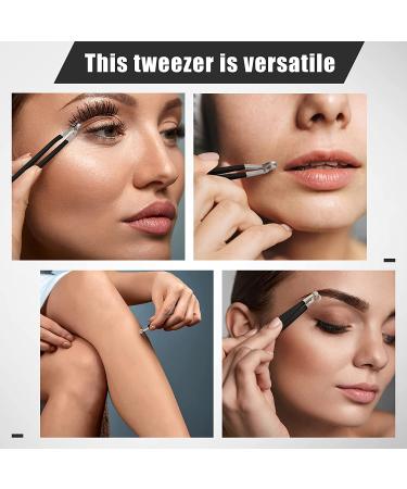 Stainless Steel Nose Hair Trimming Tweezers Set for Men and Women - 2 Pieces Black Round Head Tweezers for Sideburns, Brows, and Body - Water Resistant Nose Hair Clippers - Buy Online on GoSupps.com