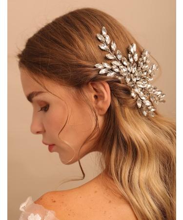 Deniferymakeup Bride Wedding Hair Combs Silver Rhinestone Headpiece Rhinestone Bridal Hair Accessories for Women and Girls (Silver)