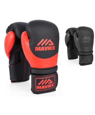 MAVIKS Boxing Gloves for Men and Women | Non-Toxic Heavy Bag Gloves | for Muay Thai, Sparring, MMA Training, Punching Heavy Bag Mitts Workout Training Gloves 16 oz Red